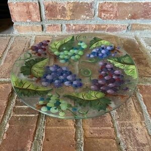 Fireglass Signed Glass Plate Grape Clusters